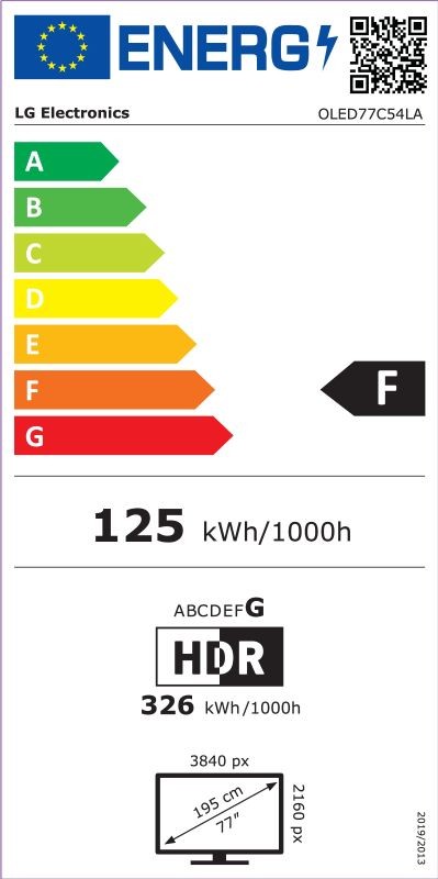 Etiqueta de Eficiencia Energética - OLED77C54LA
