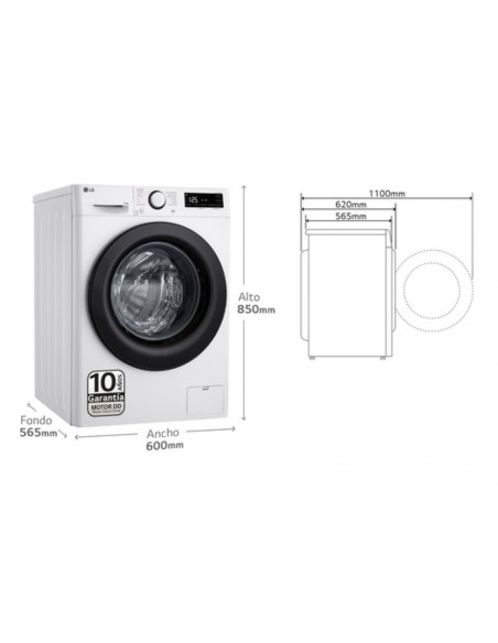 Lavadora -  LG F4WR5010A6W, Blanco,...