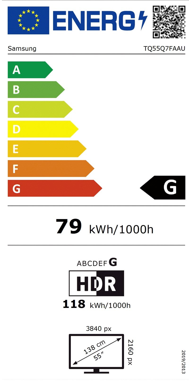 Etiqueta de Eficiencia Energética - TQ55Q7FAAUXXC
