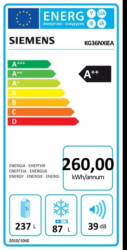 Etiqueta de Eficiencia Energética - KG36NXIEA