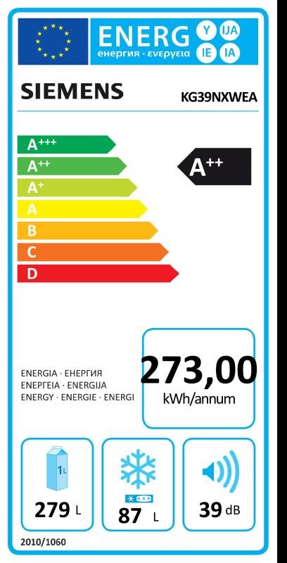 Etiqueta de Eficiencia Energética - KG39NXWEA