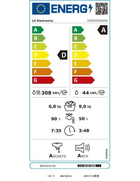 Lavadora Secadora - LG F4DR5509A0W,...