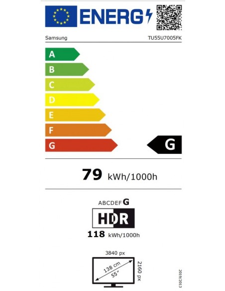 TV LED - SAMSUNG TU55U7005FKXXC, 55",...