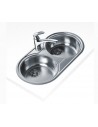 Fregadero Sobre Encimera - TEKA DR-80 2, 2 Cubetas, Con Orificio, Inox, Mueble 80 cm
