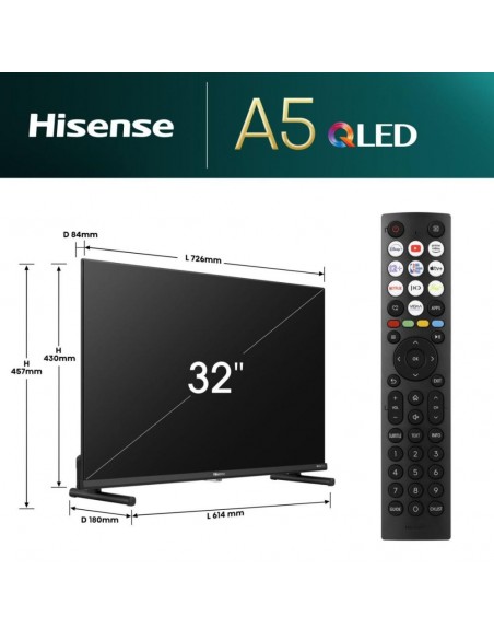 TV LED - HISENSE 32A5NQ, 32", VIDAA,...