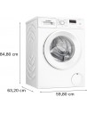 Lavadora Libre Instalación - BOSCH WGE03200EP, Blanco, 8 kg, 1200 rpm, Eficiencia A