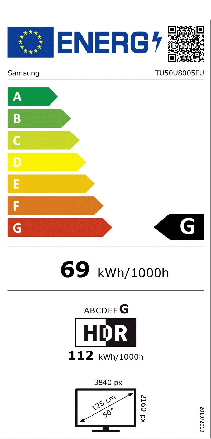 Etiqueta de Eficiencia Energética - TU50U8005FUXXC