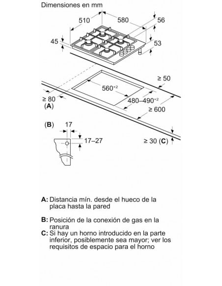 Placa Gas Natural - BALAY 3ETX463BB,... Placa Gas Natural - BALAY 3ETX463BB,...