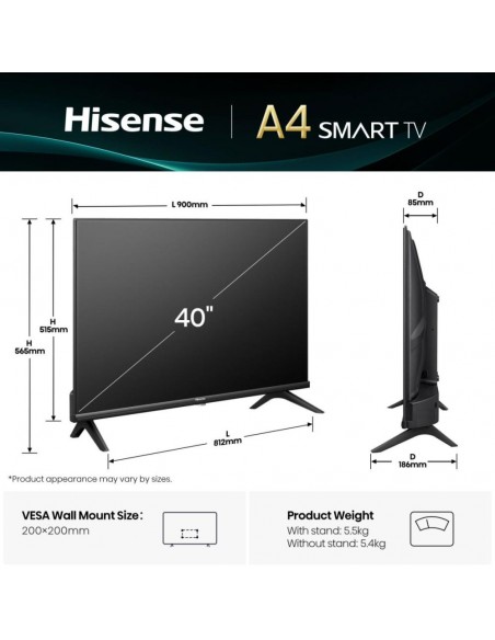 TV LED - HISENSE 40A4Q, 40", Full HD,... TV LED - HISENSE 40A4Q, 40", Full HD,...