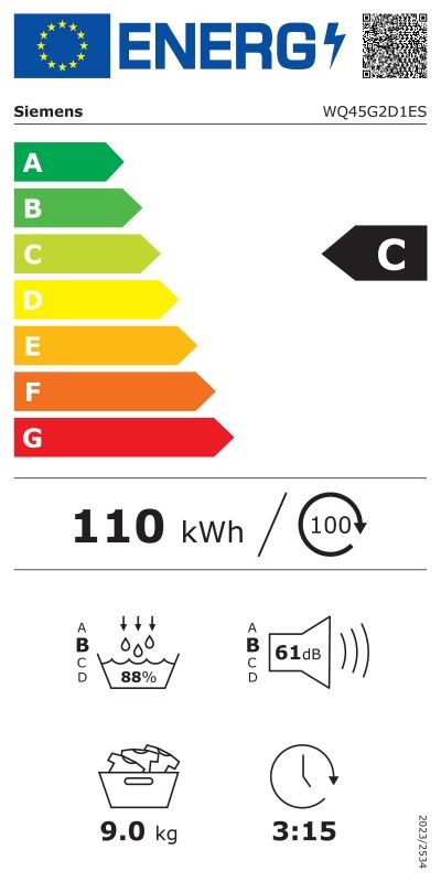 Etiqueta de Eficiencia Energética - WQ45G2D1ES