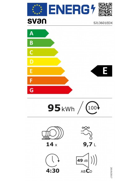 Lavavajillas SVAN SJ13601EDX Inox 60cm E
