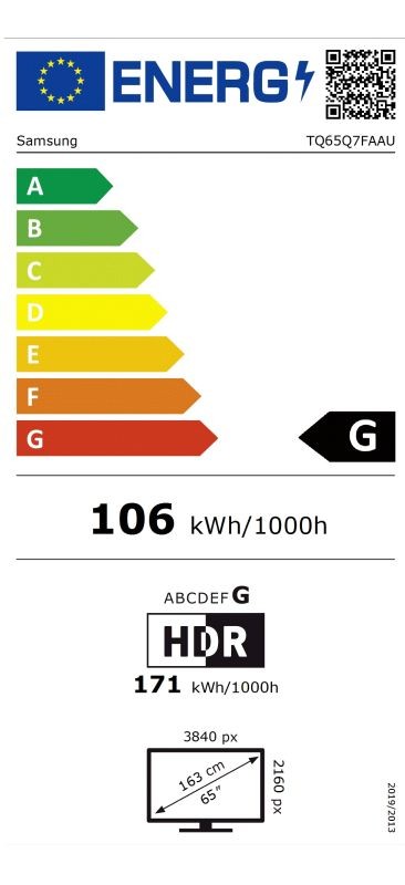Etiqueta de Eficiencia Energética - TQ65Q7FAAUXXC