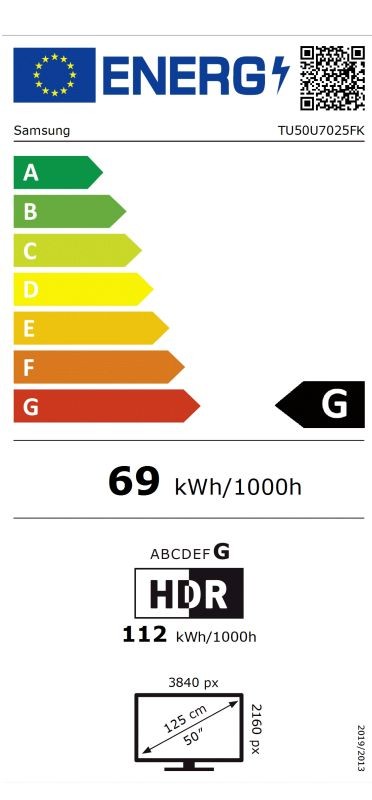 Etiqueta de Eficiencia Energética - TU50U7025FKXXC