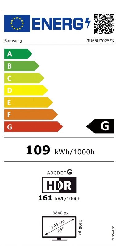 Etiqueta de Eficiencia Energética - TU65U7025FKXXC