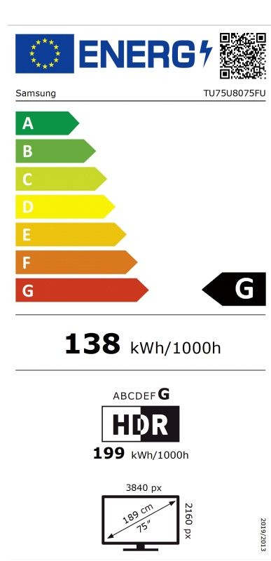 Etiqueta de Eficiencia Energética - TU75U8075FUXXC