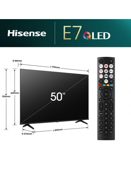 TV QLED - HISENSE 50E77NQ, 50", 4K...