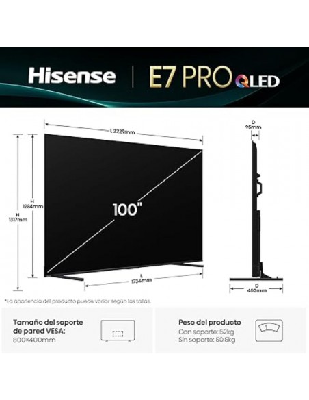TV LED - HISENSE 100E7Q Pro, 100",...