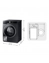 Secadora Condensación - SAMSUNG DV90T6240LB/S3, Bomba de Calor, 9Kg, Negro, Eficiencia C