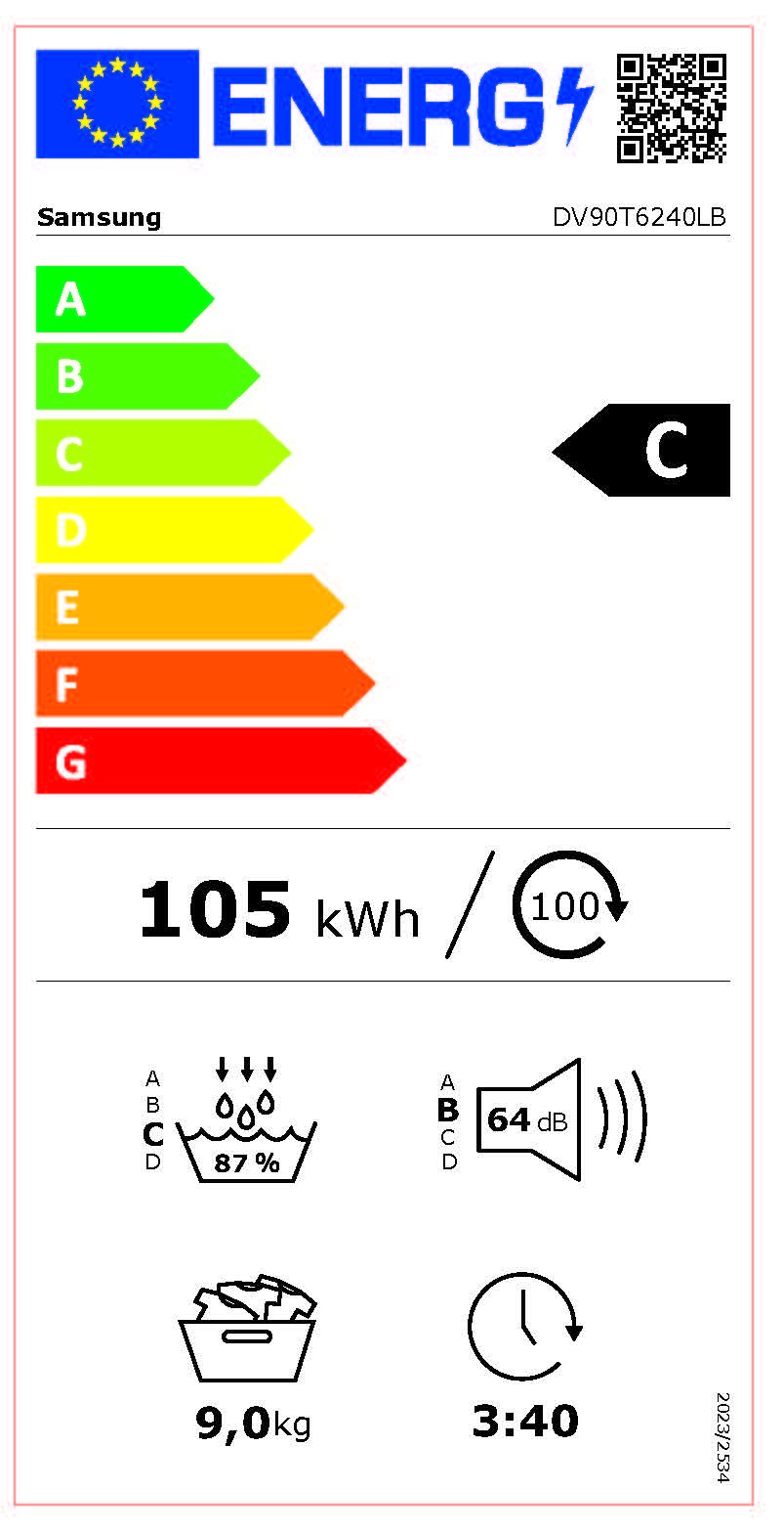 Etiqueta de Eficiencia Energética - DV90T6240LBS3