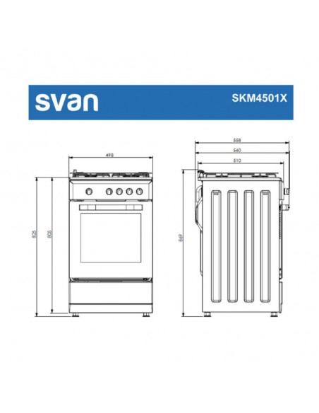 Cocina Gas Butano - SVAN SKM4501X, 4...