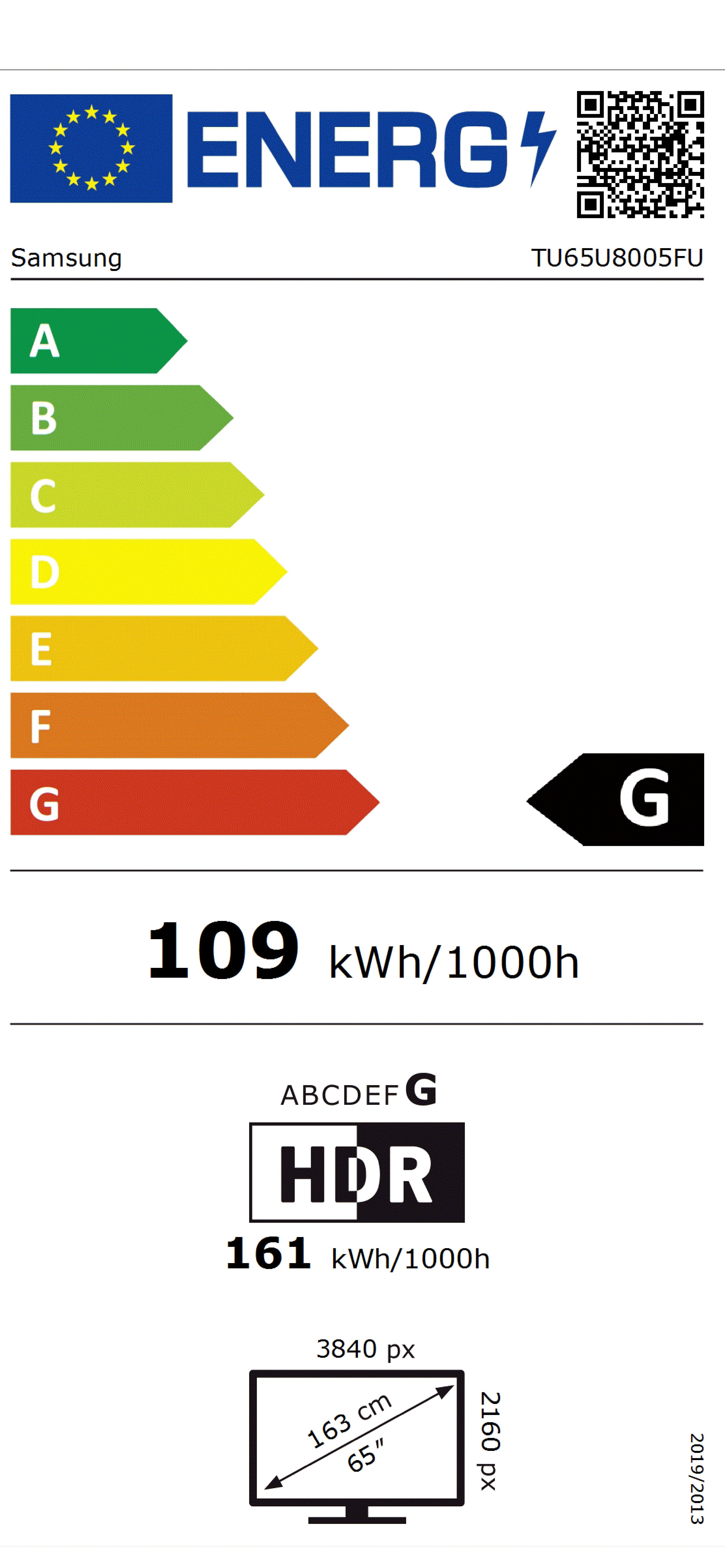 Etiqueta de Eficiencia Energética - TU65U8005FUXXC