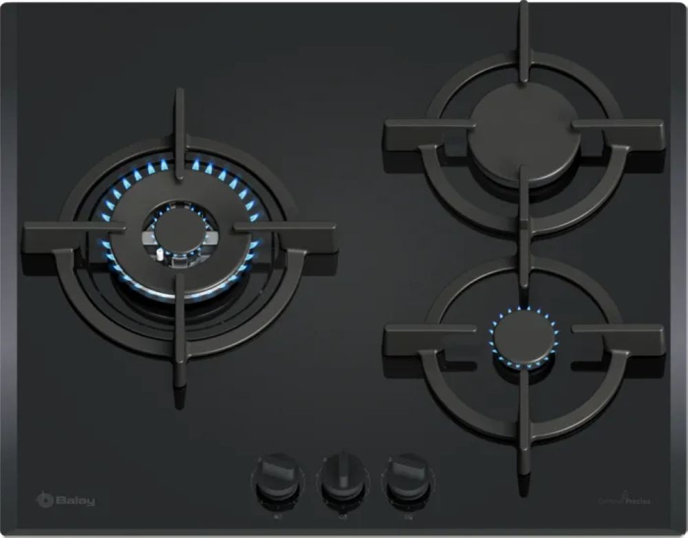 Balay – Placa de gas Balay, Wok, GasStop, Cristal templado, Negro – 3ETG663RB.