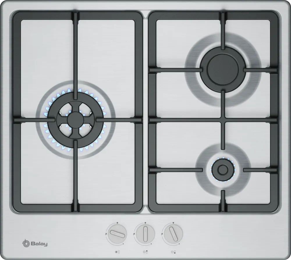 Balay – Placa de gas Balay, 60 cm, Wok, GasStop, Acero – 3ETX563CB.