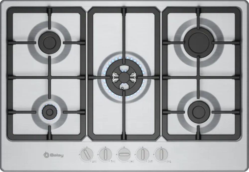 Balay – Placa de gas Balay, 75 cm, Wok, GasStop, Acero – 3ETX576CB.